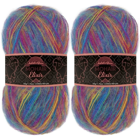 JubileeYarn Mohair Elixir Yarn - 50g/Skein Baby Wool Blend - Waikiki Beachcomber - 2 Skeins