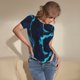 thumbnail image 3 of Balery Blue Marble And Gold Body de cuello redondo de manga corta para mujer Tops de manga corta Tops básicos-X-Large, 3 of 7