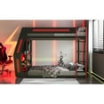 thumbnail image 4 of Full-Size Gaming Bunk Bed with Side-Mounted Oversized RGB Desk, USB Charging Ports & Cable Grommet, LED Light Strip, Heavy-Duty Esports Loft Frame – Cool Design-Red, 4 of 25