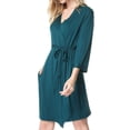 thumbnail image 5 of XIAONU Womens Modal Wrap Belted Robe Loose Fit Three Quarter Sleeve V Neck Loungewear Soft Comfy Sleep Robes, 5 of 9