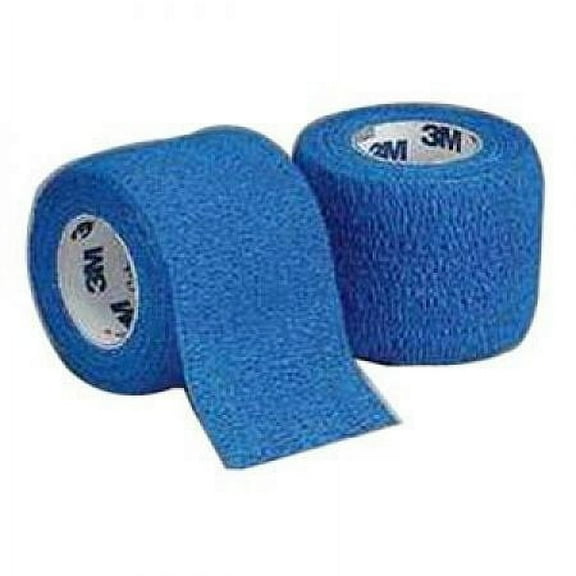 3M Coban Cohesive Bandage Standard Compression Self-adherent Closure Blue 2 Inch X 5 Yard, 2 Pack