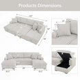 thumbnail image 3 of Oversized U-Shaped Sectional Sleeper Sofa with Pull Out Bed, Dual Storage Chaise, 6 Seats, 3 Pillows, Fuzzy Plush,122 Inch,Khaki, 3 of 10