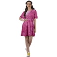thumbnail image 2 of Moomaya Robe d'Été Imprimée en Georgette Mousse Manches Cloche Courte Ligne A pour Femmes, 2 of 4