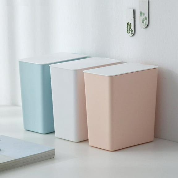 WEUVEB Pink Plastic Mini Desktop Trash Can for Home Office Daily Use