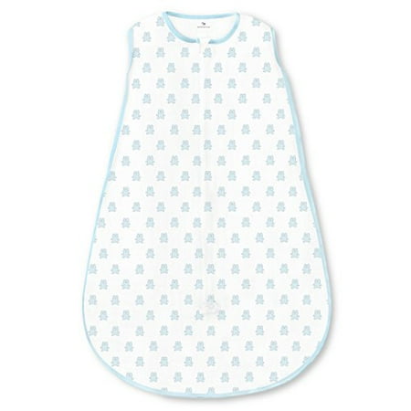 Amazing Baby Cotton Sleeping Sack with 2-Way Zipper, Tiny Bear, Pastel Blue, Medium
