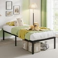 thumbnail image 3 of Queen Bed Frame No Box Spring Needed 18 Inch Heavy Duty Metal Tall Platform Bed Frame California King Size with Large Storage Space, Easy Assembly, Black, 3 of 8
