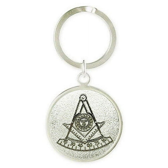 Past Master Freemason Keychain w/ Silver tone Compass and Square. Masonic Gifts.