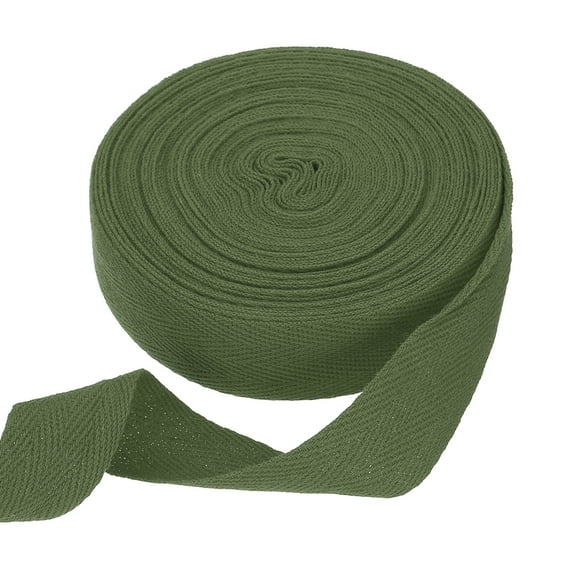 Uxcell Cotton Twill Tape Ribbon 1" 11 Yard Herringbone Webbing Tape, Army Green