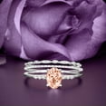 thumbnail image 1 of Beautiful Unique Art Deco 2.50 Carat Oval Cut Morganite And Diamond Moissanite Engagement Ring, Classic Wedding Ring, Two Matching Band in 10k Solid White Gold, Gift For Her, Promise Ring, Trio Set, 1 of 3