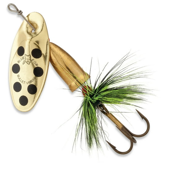 Blue Fox Vibrax Bullet Fly 1 Spinner Fishing Lure 3/16oz Gold Black/Flo Yellow