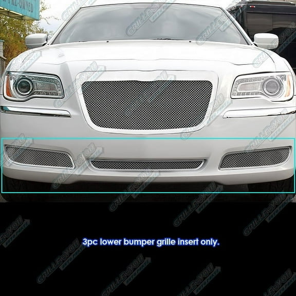 APS Compatible with Chrysler 300 300C 2011-2014 Without Adaptive Cruise Control Stainless Steel Chrome Mesh Grille Insert Combo R71169R
