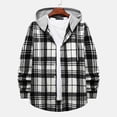 thumbnail image 4 of ZCFZJW Mens Classic Plaid Long Sleeve Hooded Shirts Casual Thin Cotton Light Jacket Relaxed Fit Loose Outwear Hoodies Shirt Gray XXL, 4 of 9