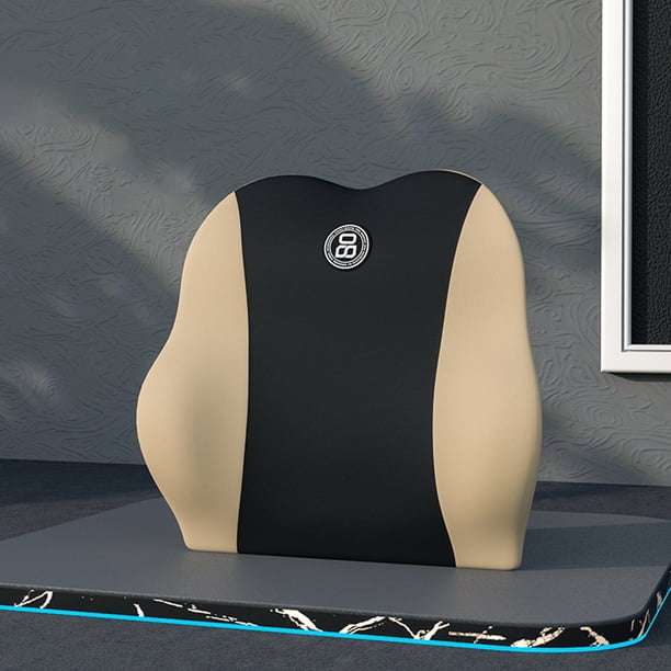 Almohada Confort Yotijar Cojín suave para Asiento de automóvil Reposapiés Ergonómico Soporte para la espalda silla de avi Beige negro