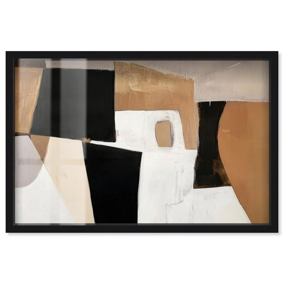 Taupe and Obsidian III Shadowbox Print Minimalist Art by Art Remedy, Black Frame, 15 x 10