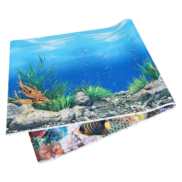 Unique Bargains Aquarium Background Poster Double-sided Fish Tank Background  Decorative Paper Sticker 59.84x23.62 