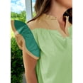 thumbnail image 2 of Blusa Tankaneo para mujer con volantes, color verde bloque, 2 of 8