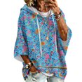 thumbnail image 2 of Oversized 3/4 Sleeve Hoodie for Women Retro Floral Graphic Pullover Hooded Sweatshirt Casual Y2K Fall Outfit, 2 of 6