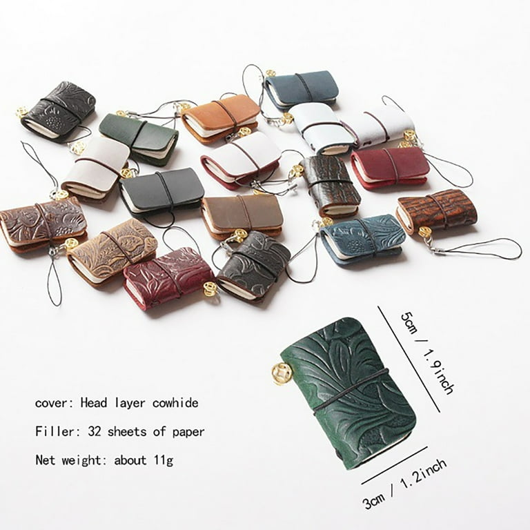 kjfeif Miniature Travelers Notebook 6x3cm, Handmade Tiny Leather