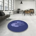 thumbnail image 3 of Ahgly Company Indoor Round Patterned Denim Dark Blue Area Rugs, 7' Round, 3 of 6