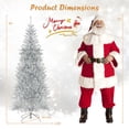 thumbnail image 3 of Gymax 6 FT Pre-lit Artificial Silver Tinsel Christmas Tree Slim Pencil Xmas Tree w/ 790 Branch Tips & 300 LED Lights, 3 of 10