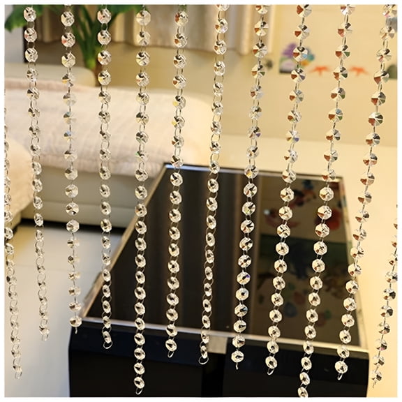 AUQ Crystal Beaded Curtain Room Divider Hanging Door Beads Decorative Partition Panel 118IN