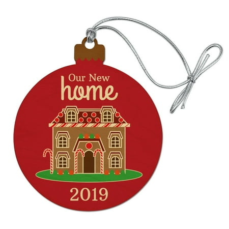 Christmas Reflections 2019 Our New Home 2019 Gingerbread House on Red Wood Christmas Tree Holiday Ornament ()
