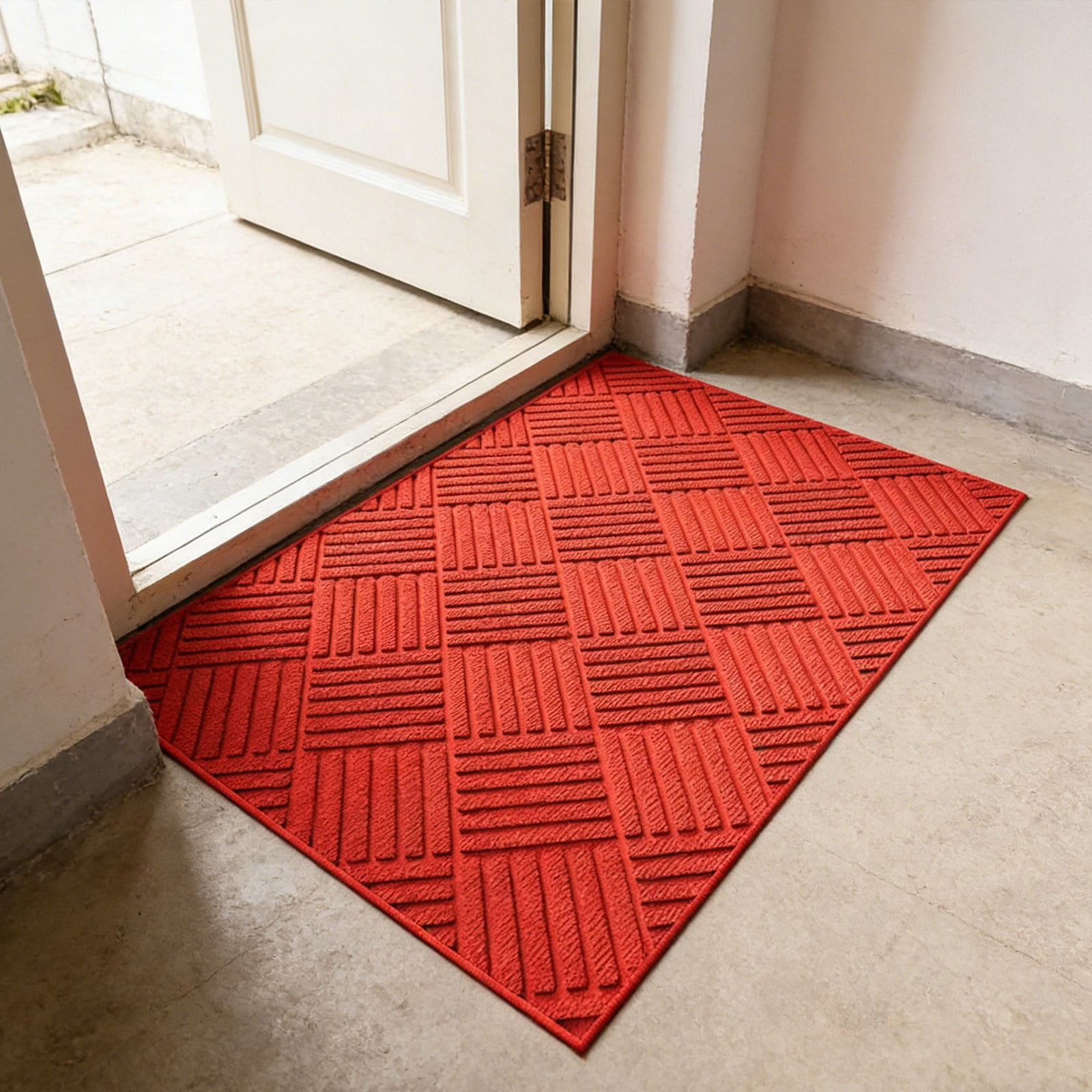 Heavy Duty Indoor Outdoor Doormat 31x19.6 Inch, Low Profile Front Door Mat Outside Entrance, Stain and Fade Resistant Welcome Mat for High Traffic Area, Non Rubber Entry for Patio
