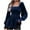 Navy, variant on Lindreshi Long Sleeve Shirts for Women Women's Fashion Sexy Pleated Print Regular Women's Long Sleeve Round Neck Loose