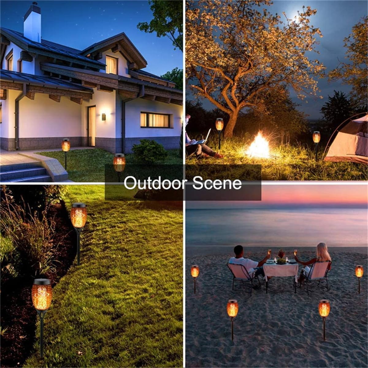 REQO 8 Solar Lights Outdoor Garden,Waterproof LED Landscape Lights Ornaments,Flickering Dancing Flaming Torch Solar Lights Stake for Pathway Yard Patio Walkway Lawn Decorative