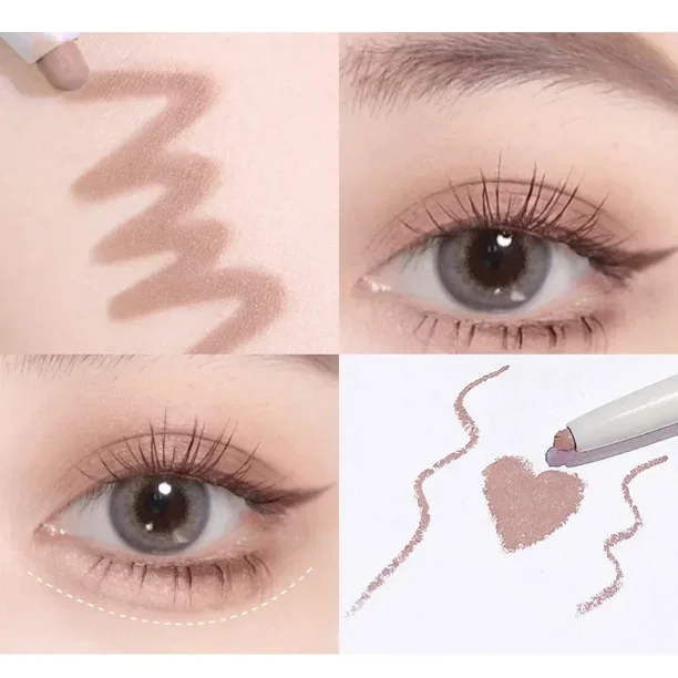 Delineador de ojos brillante de 6 colores, resaltador en barra, perla mate, lápiz de gusano de seda, sombra de ojos marrón té, cosméticos de maquillaje de belleza impermeables