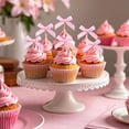thumbnail image 2 of 48 Pzas de Adornos para Cupcakes con Lazo Rosa, Adornos de Cumpleaños con Lazo Rosa, Mini Palillos para Cupcakes con Lazo para Decoración de Fiesta Temática de Coqueta, Despedida de Soltera, Compromiso Nupcial, Boda, Fiesta de Baby Shower, 2 of 8