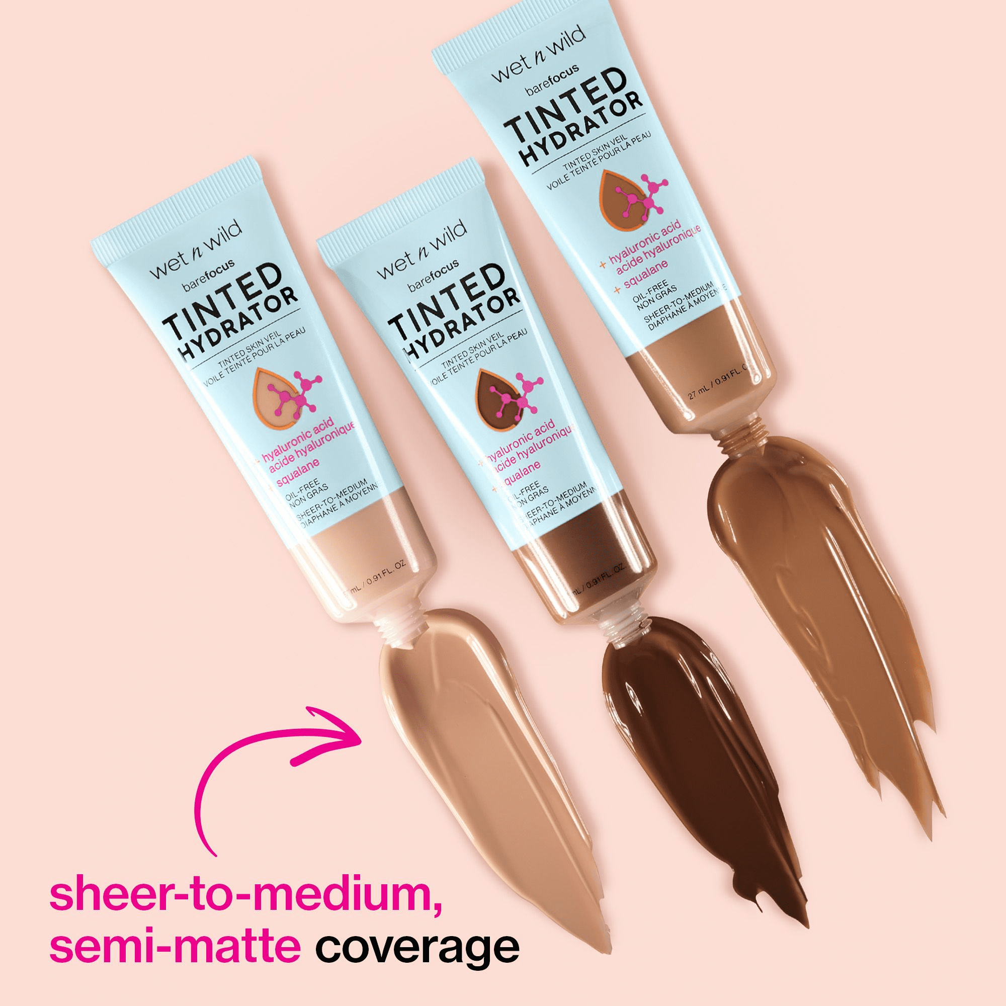 (2 pack) Wet n Wild Bare Focus Tinted Hydrator, Tinted Moisturizer, Dewy, Deep, 0.91 fl oz
