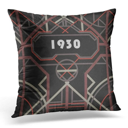 Red And Grey Pillows ARHOME Dark Artdeco Abstract Geometric Vintage Pastel Red and Gray Symmetric Grill on Black Messy Unique Pillow Cover 16x16 Inches Throw Pillow Case Cushion Cover ()