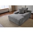 thumbnail image 3 of Oversized Chaise Lounge Chair Cozy Cloud Couch, Modern Plush Corduroy Upholstered Sleeper Sofa Daybed with 3 Throw Pillows & Wide Armrest for Living Room, No Assembly Required - Grey, 3 of 9