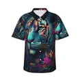 thumbnail image 1 of KLL Colorful Flower Tiger Pattern Men's Hawaiian Shirt Short Sleeve Button Down Beach Shirts,Large, 1 of 7