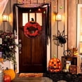 thumbnail image 5 of SMKE Fall Pumpkin Wreath for Front Door,Rustic Harvest Wreath with Witch Hat Jack-O'-Lantern,Farmhouse Halloween Porch Yard Decor,Pumpkin Harvest Wreath Rustic Wreath Fall Decor,Orange 12.2in, 5 of 5