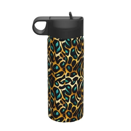 

Ocsxa Teal Leopard Print 18 oz Insulated Water Bottle With Straw Stainless Steel Sports Water Cup Flask Wide Mouth Travel Thermal Mug for Home Office or Car