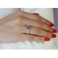 thumbnail image 3 of Heart Amethyst Stone Surrounded By Round Cubic Zirconia Swirl Design Ring Sterling Silver 925, 3 of 6