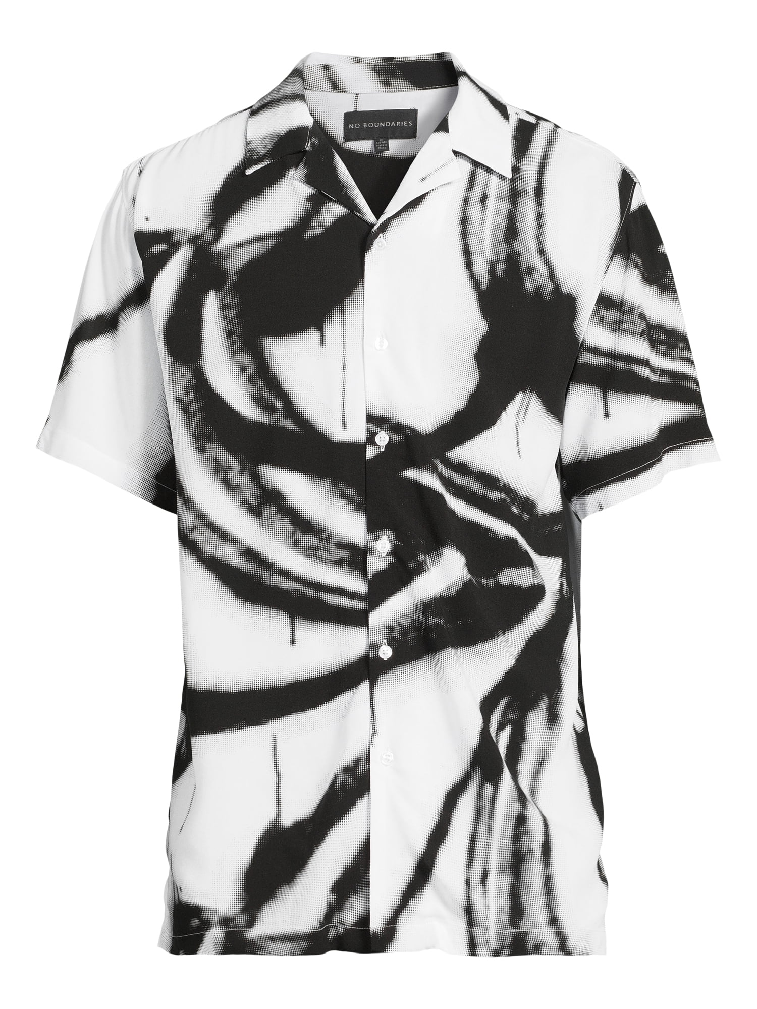 No Boundaries Men's Print Button Up Shirt with Short Sleeves, Sizes XS-3XL