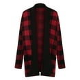 thumbnail image 2 of Idoravan Cardigans for Women Spring Women's Plaid Cardigan Loose Color Contrast Sweater Coat, 2 of 6