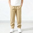 thumbnail image 5 of YUANxueke Athletic Sweatpants for Boys Drawstring Waist Casual Loose Fit Pants with Side Pockets,Khaki,Sizes 5-15, 5 of 5