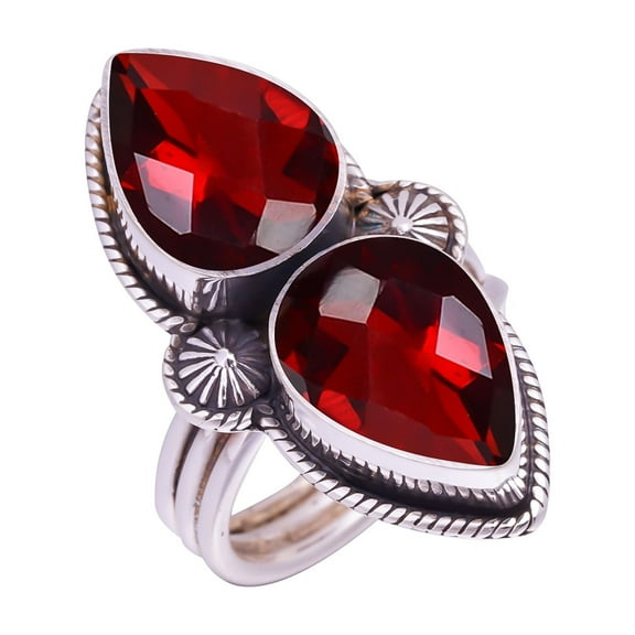 Red Garnet Gemstone 925 Sterling Silver Ring, 14X10 mm Pear Gemstone Ring, Red Ring, Christmas Gift, Unique Jewelry Ring, Adjustable Ring V9402R216568