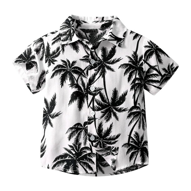 Odeerbi 6M-13Y Niños Camisa Hawaiana Verano Playa Camisas de Algodón Niños Blusa de Manga Corta Flor Tropical Camisa Estampada Ocio Tops