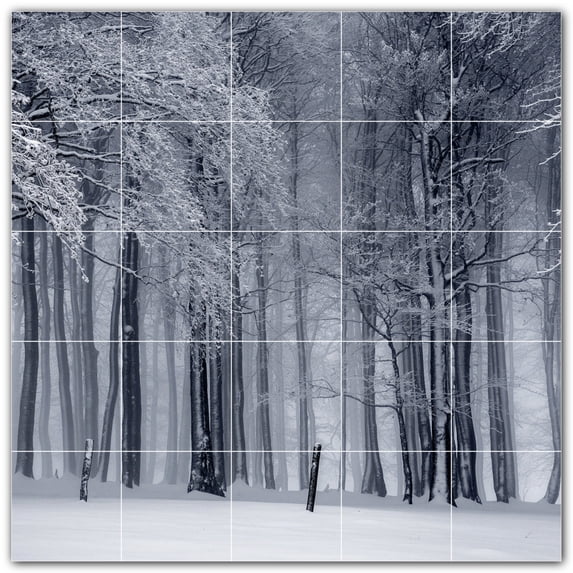Picture-Tiles.com: Trees Ceramic Tile Wall Mural WAL501037-55L. 40"W x 40"H using (25) 8" x 8" Ceramic Tiles-Satin Finish