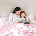 thumbnail image 4 of Manfei Girls Pink Letter Monogrammed A Twin Comforter Sets 3-Piece,Kids Teens Ribbon Bow Knot Polka Dots Bedding Set,Pink Reversible,Super Cozy Room Decor, 4 of 6