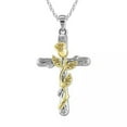 thumbnail image 4 of HOOUN Fashion Cross Silver Chain Necklace Pendant Men/Women Rose Flower Jewelry-Silver, 4 of 8