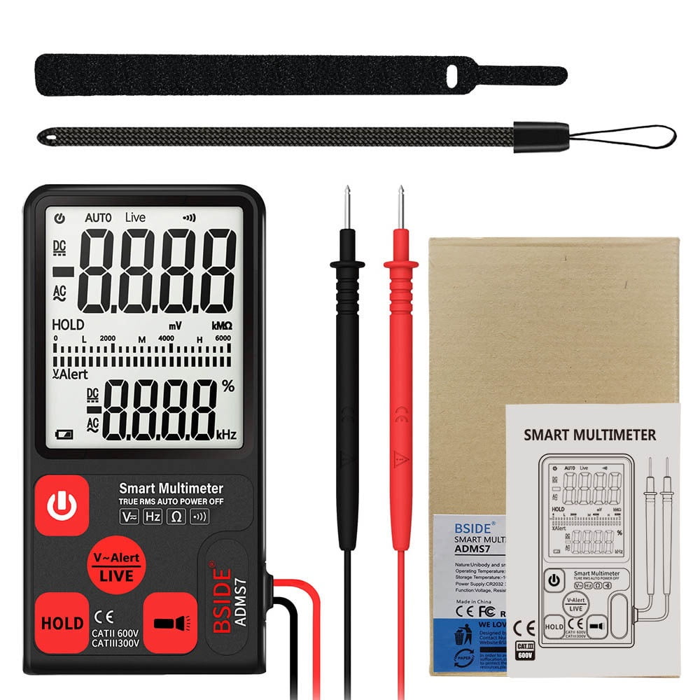 Ultra-Portable Digital Multimeter ADMS7 Large 3.5" LCD 3-Line Display Voltmeter AC DC Voltage NCV Resistance Ohm Hz Tester