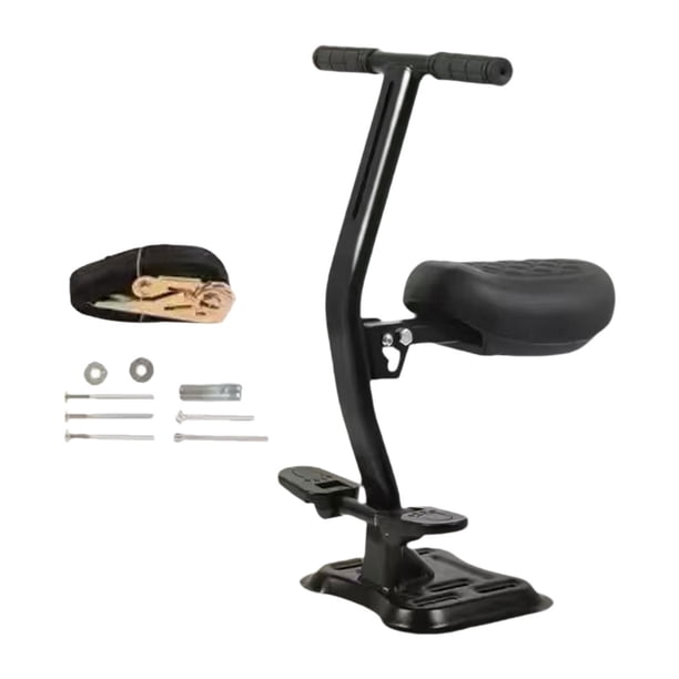 Asiento de bicicleta para niños, accesorio de metal para ciclismo, portátil, resistente y plegable. Negro