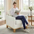 thumbnail image 7 of VANOMi Large Accent Chair, Modern Reading Chair, Bedroom Single Sofa Chair with Wood Legs, Upholstered Comfy Armchair for Living Room Office, White Boucle, 7 of 7