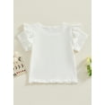 thumbnail image 5 of FEORJGP Toddler Girls Fly Sleeve T-Shirts Kids Baby Crew Neck Shirts Solid Color Ribbed Knit Tops Littel Girl Summer Casual Fashion Clothes, 5 of 9